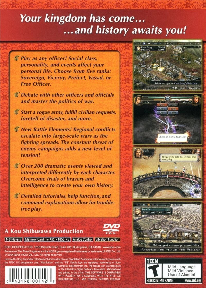 Capa do jogo Romance of the Three Kingdoms X
