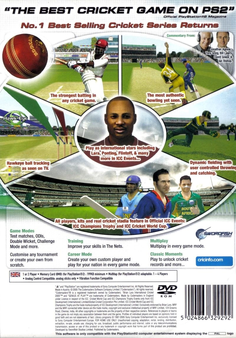Capa do jogo Brian Lara International Cricket 2005