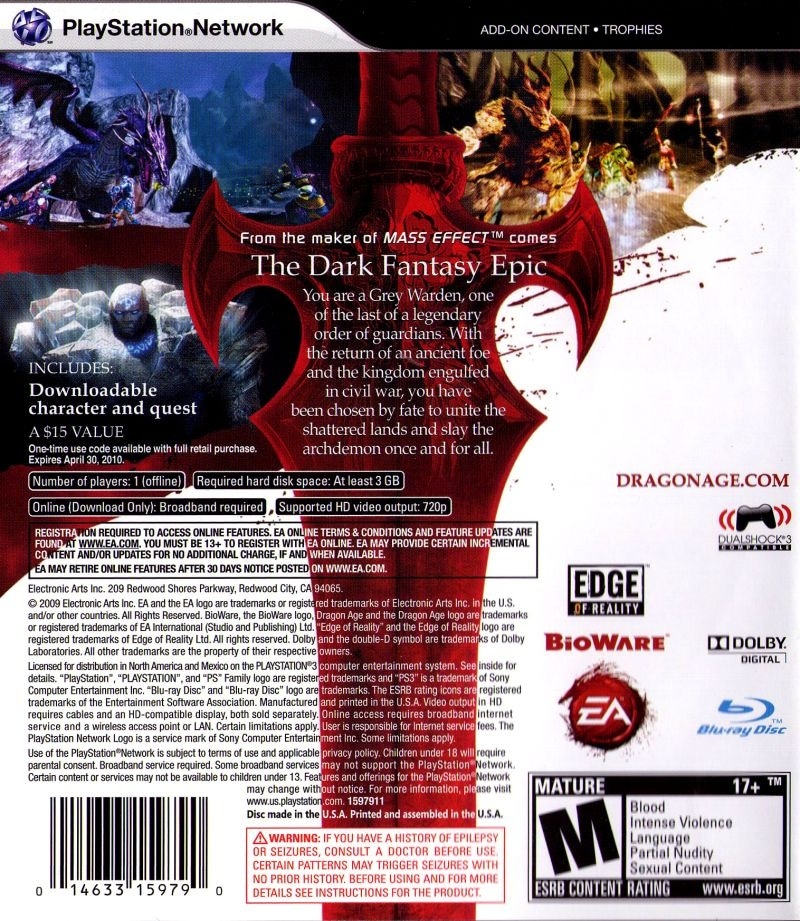 Capa do jogo Dragon Age: Origins