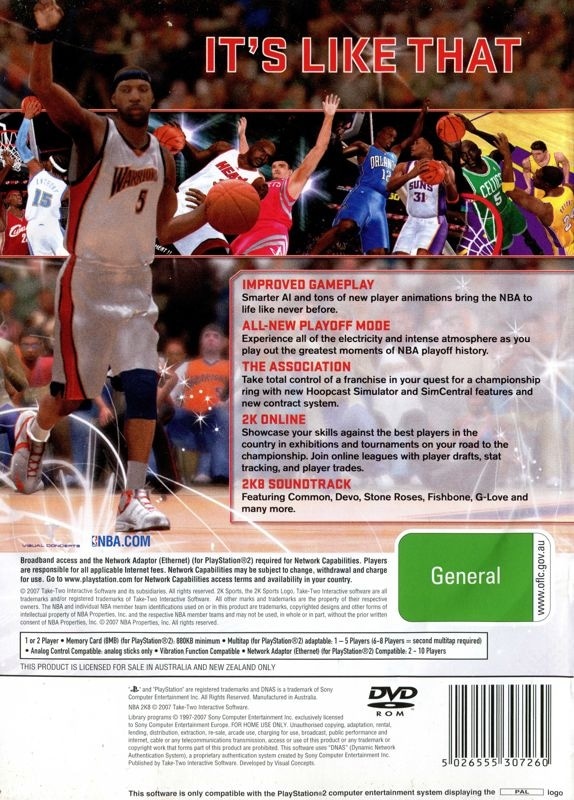 Capa do jogo NBA 2K8