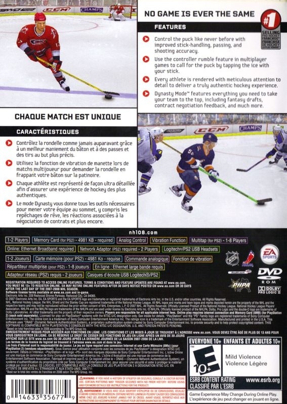 Capa do jogo NHL 08