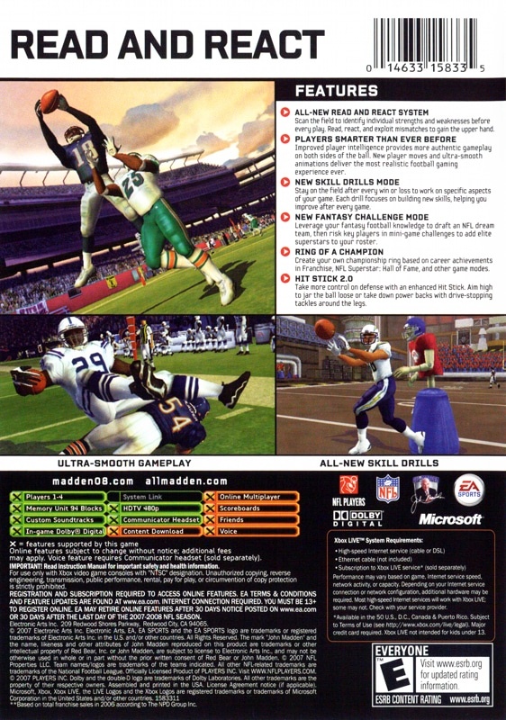 Capa do jogo Madden NFL 08