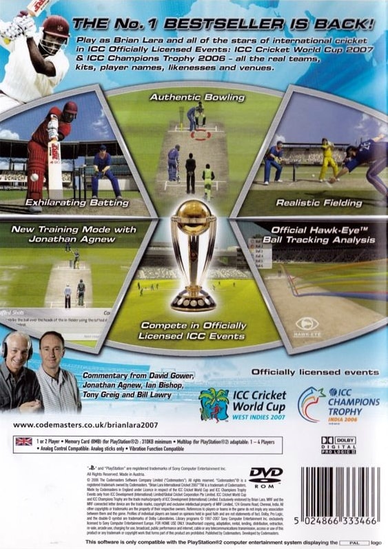 Capa do jogo Brian Lara International Cricket 2007