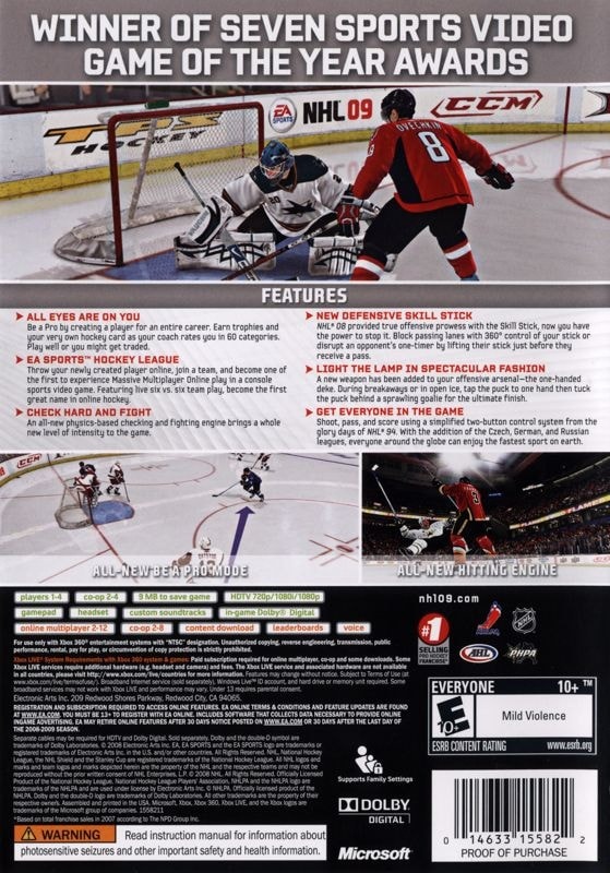Capa do jogo NHL 09