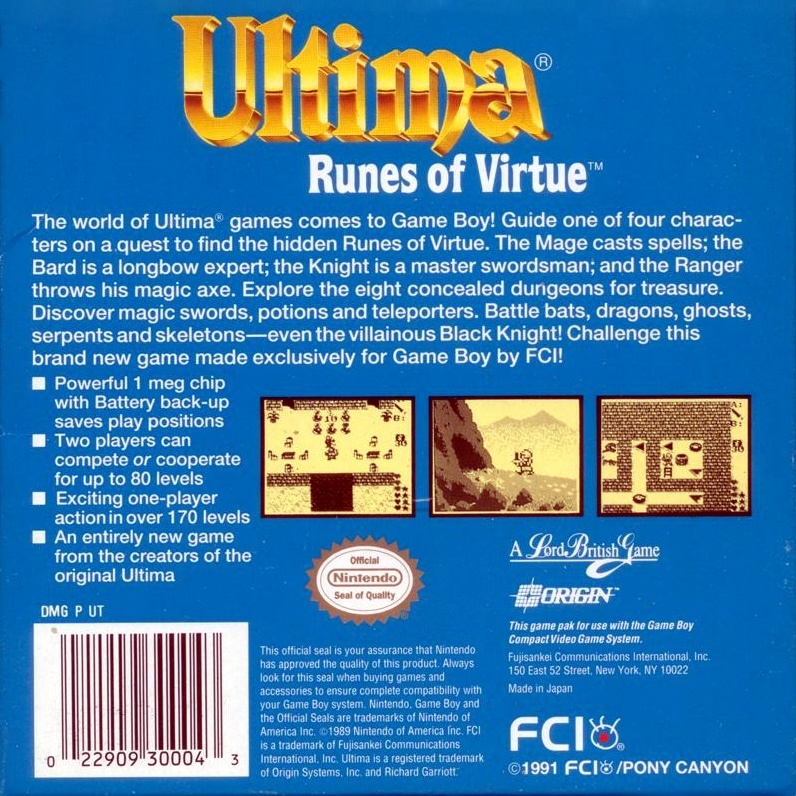 Capa do jogo Ultima: Runes of Virtue