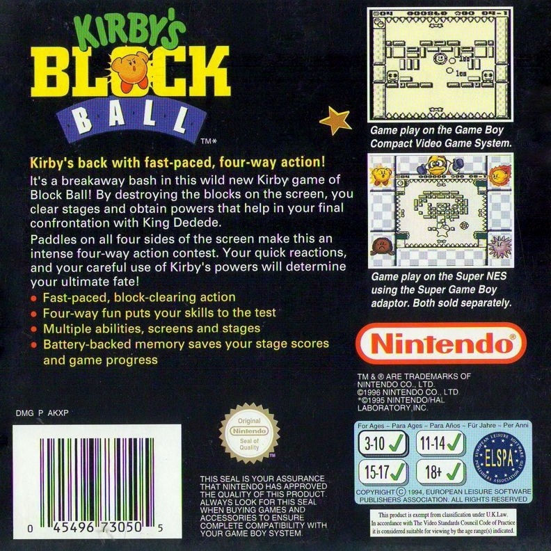 Capa do jogo Kirbys Block Ball