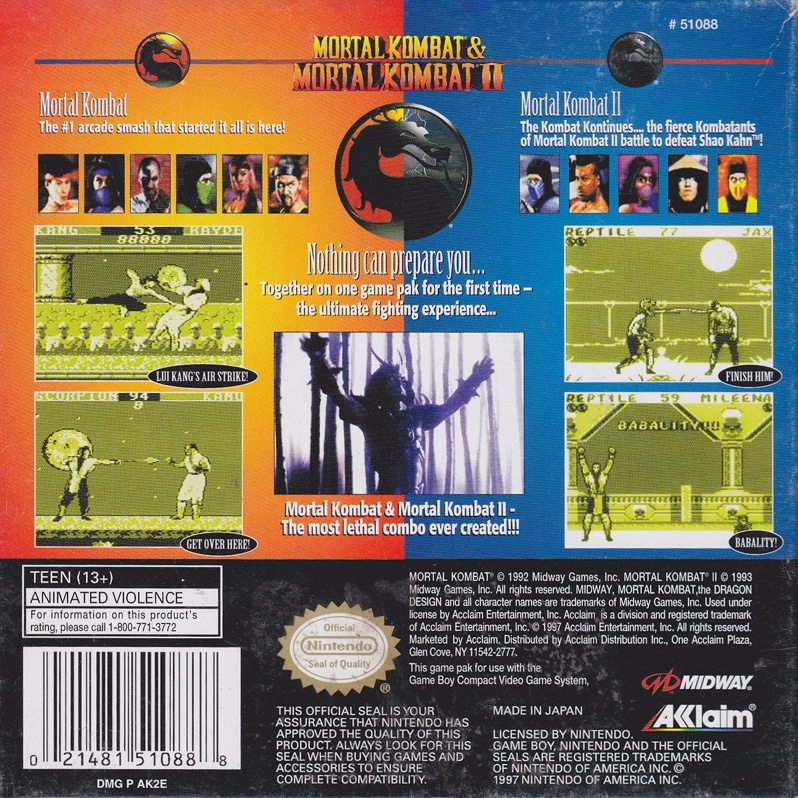 Capa do jogo Mortal Kombat & Mortal Kombat II