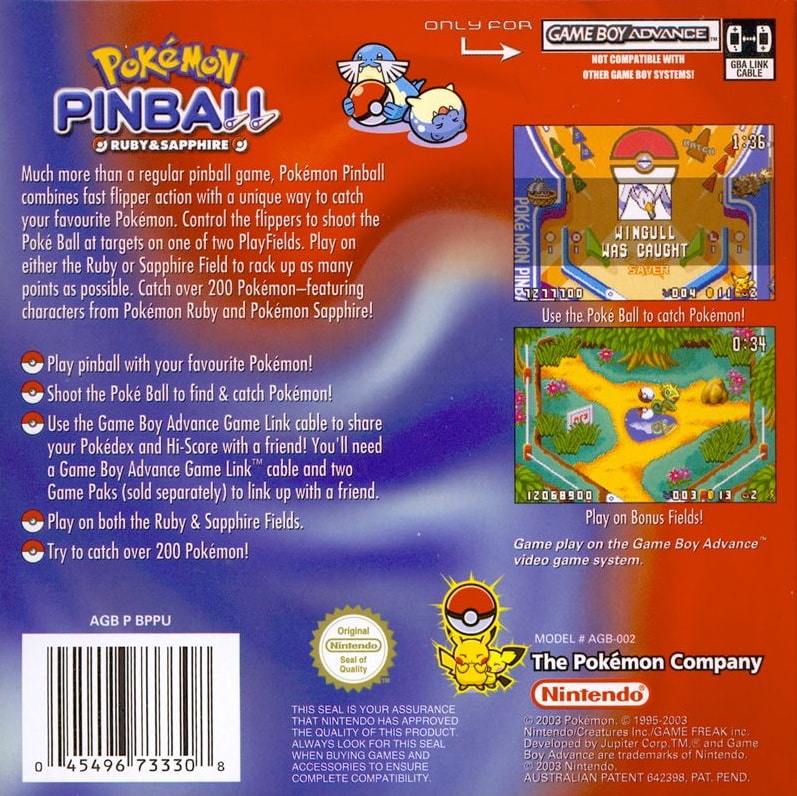 Capa do jogo Pokémon Pinball: Ruby & Sapphire