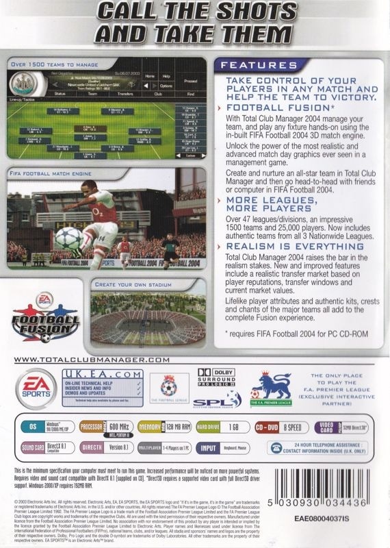 Capa do jogo Total Club Manager 2004