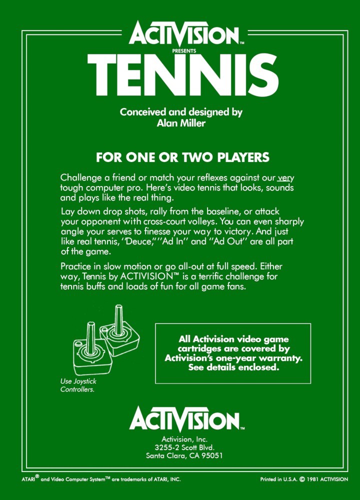 Capa do jogo Tennis