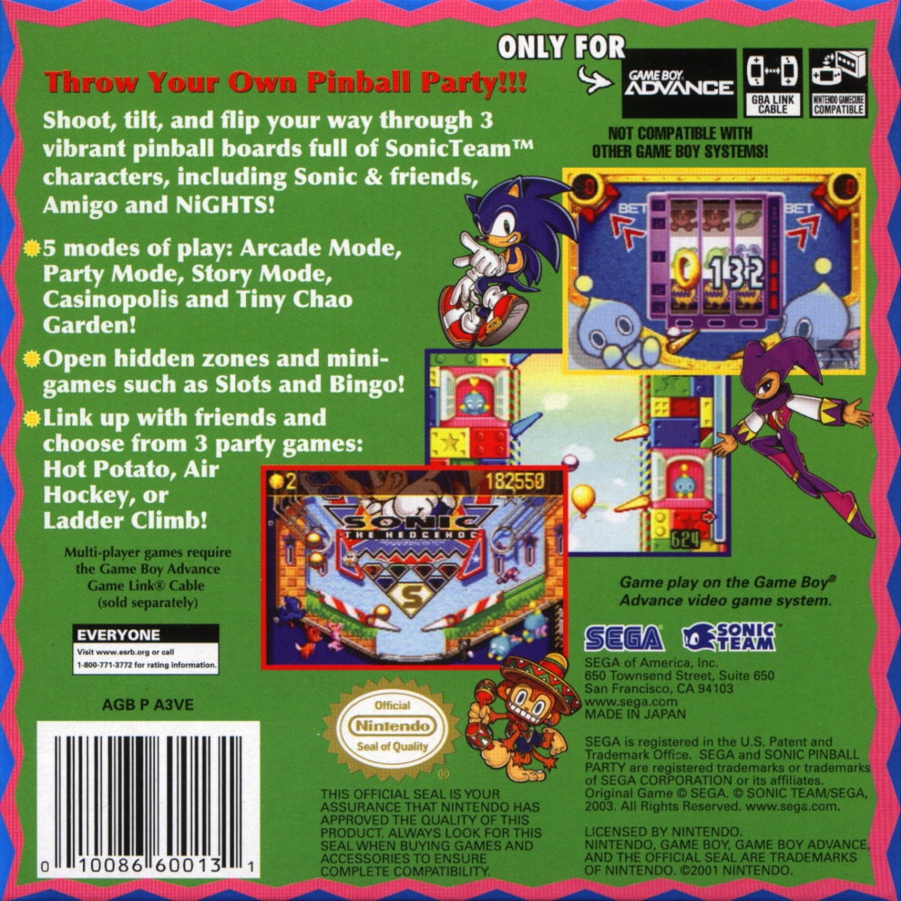 Capa do jogo Sonic Pinball Party