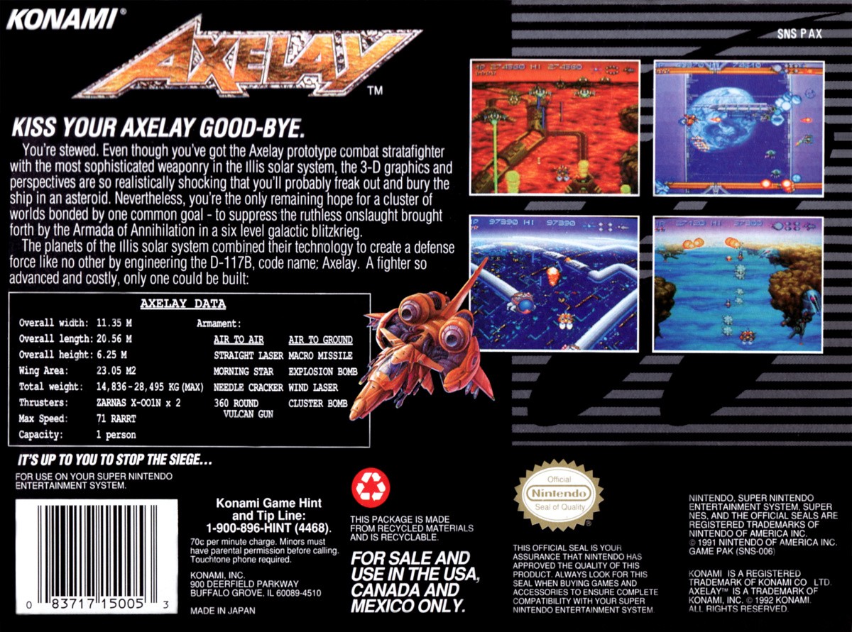 Capa do jogo Axelay