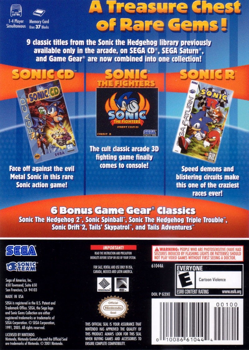 Capa do jogo Sonic Gems Collection