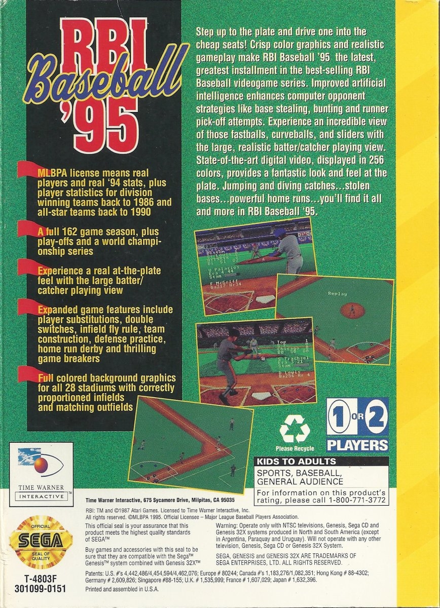 Capa do jogo RBI Baseball 95
