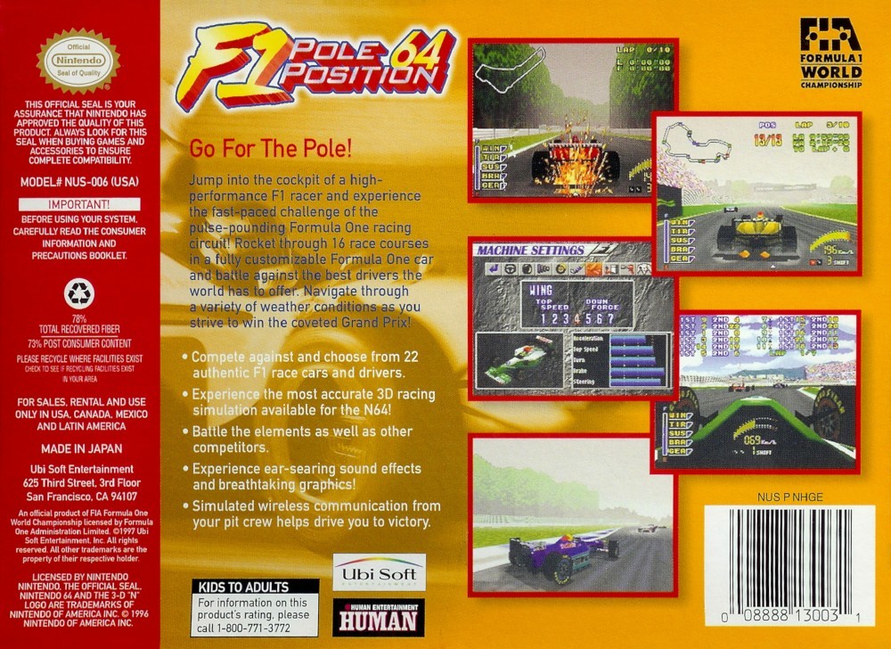 Capa do jogo F1 Pole Position 64