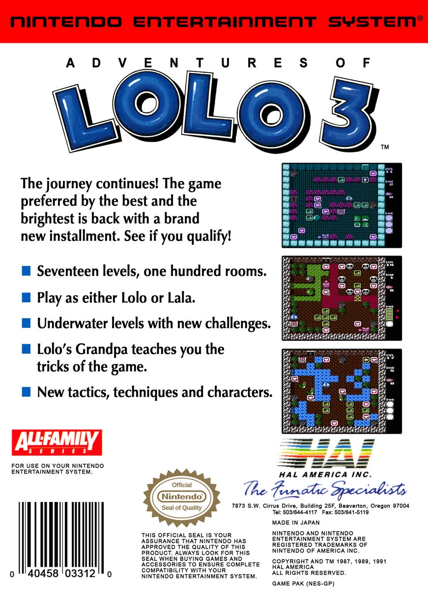 Capa do jogo Adventures of Lolo 3