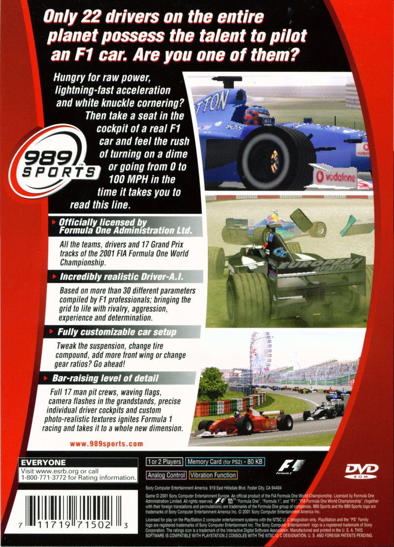 Capa do jogo Formula One 2001