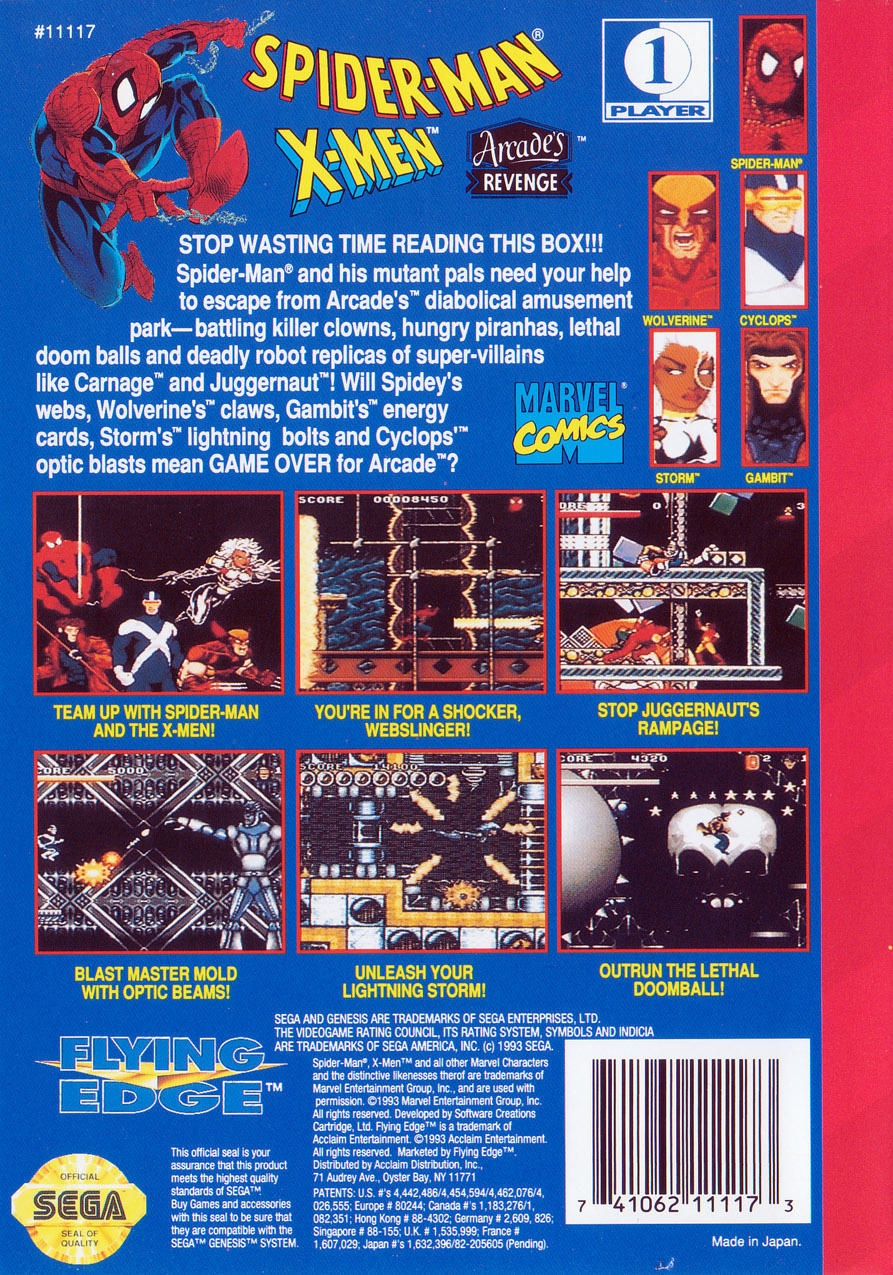 Capa do jogo Spider-Man and the X-Men in Arcades Revenge
