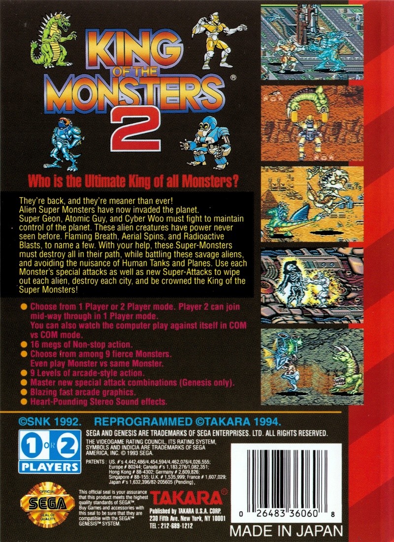 Capa do jogo King of the Monsters 2