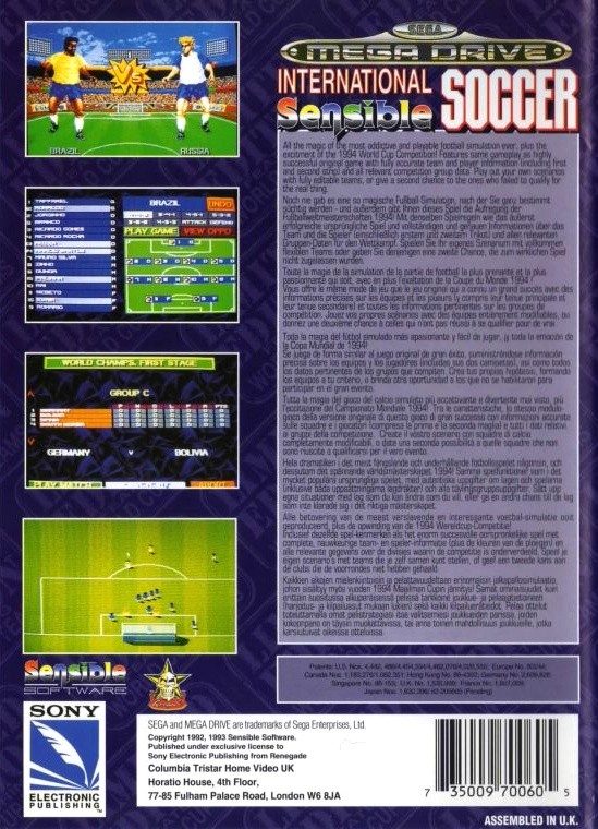 Capa do jogo Sensible Soccer: International Edition
