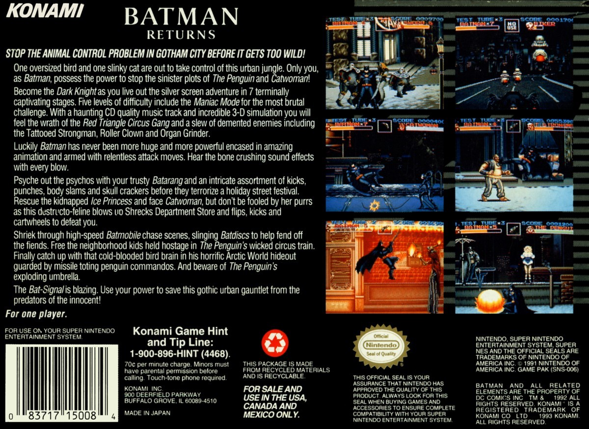 Capa do jogo Batman Returns