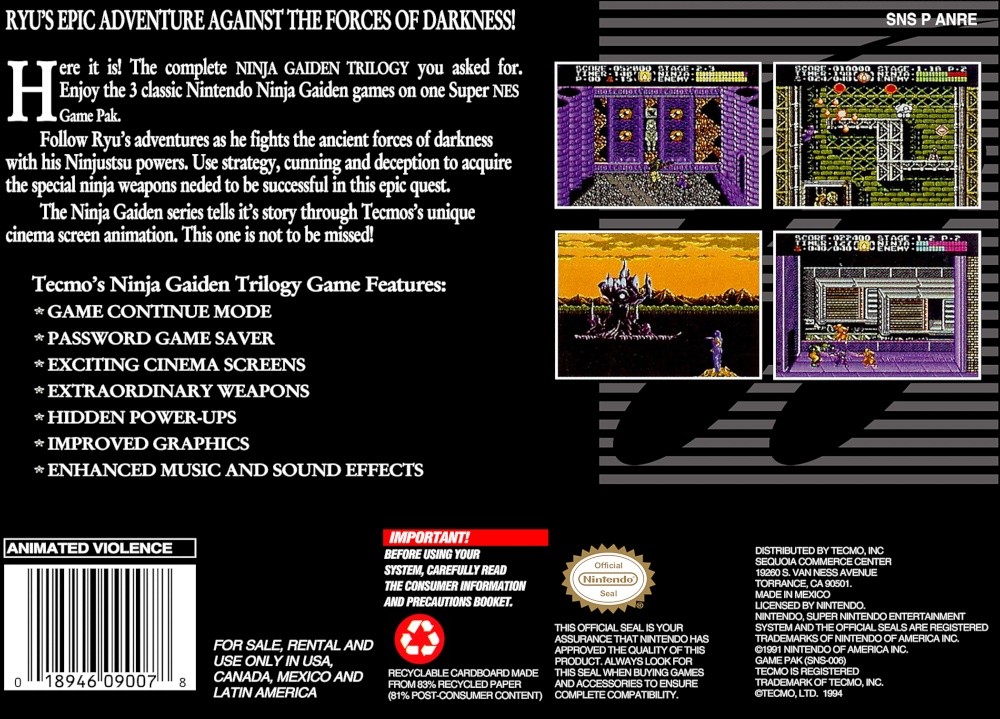 Capa do jogo Ninja Gaiden Trilogy