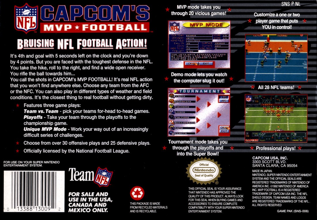 Capa do jogo Capcoms MVP Football