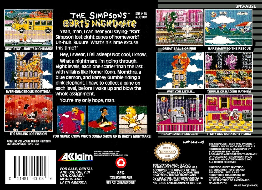 Capa do jogo The Simpsons: Barts Nightmare