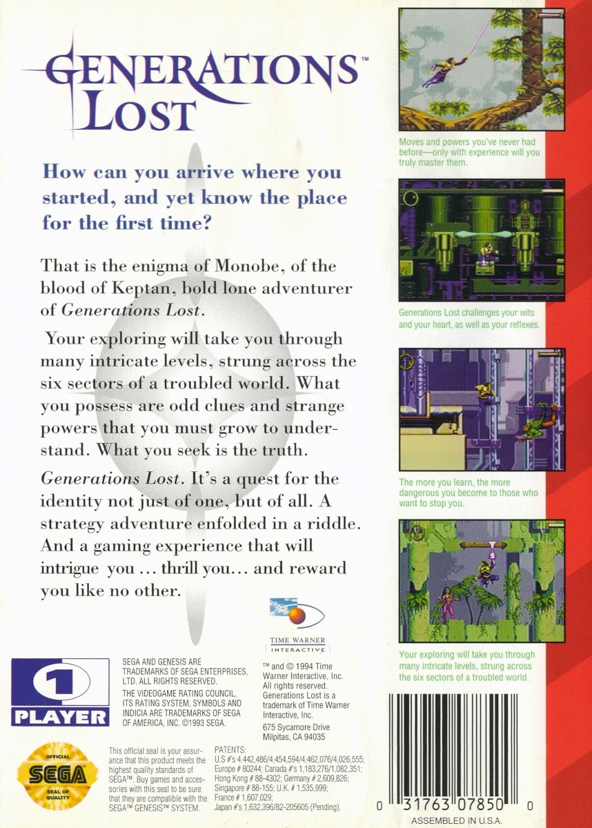 Capa do jogo Generations Lost
