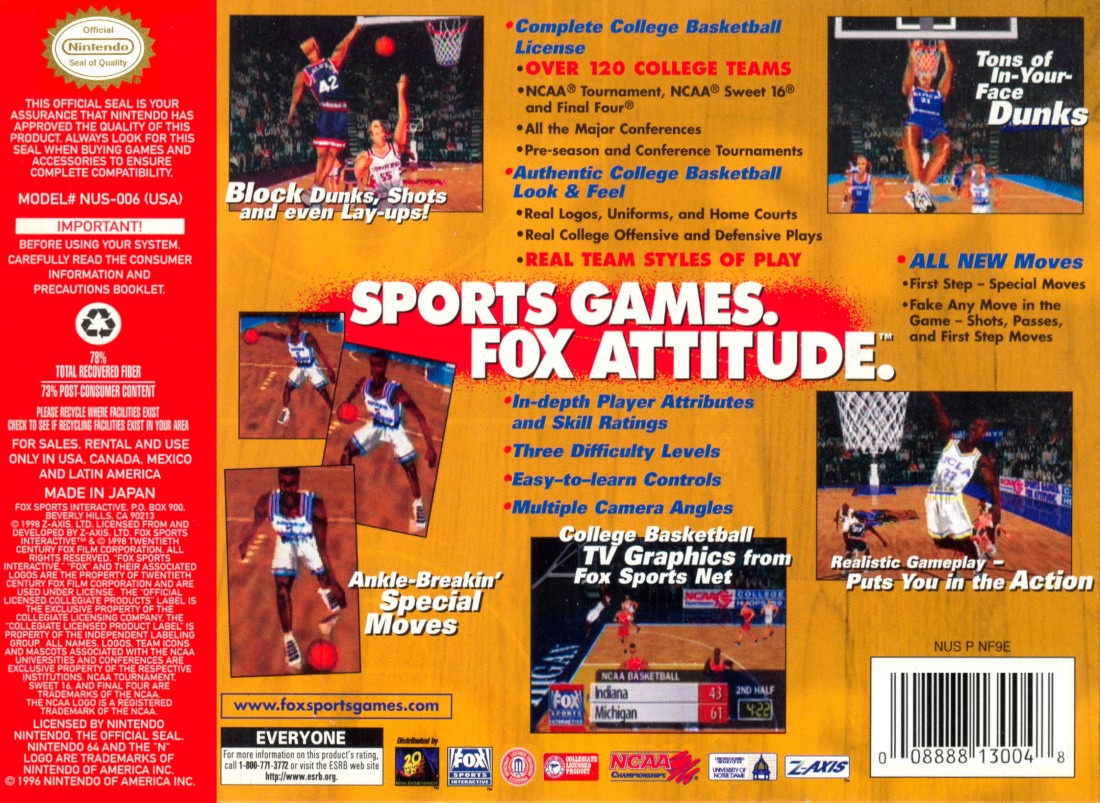 Capa do jogo Fox Sports College Hoops 99