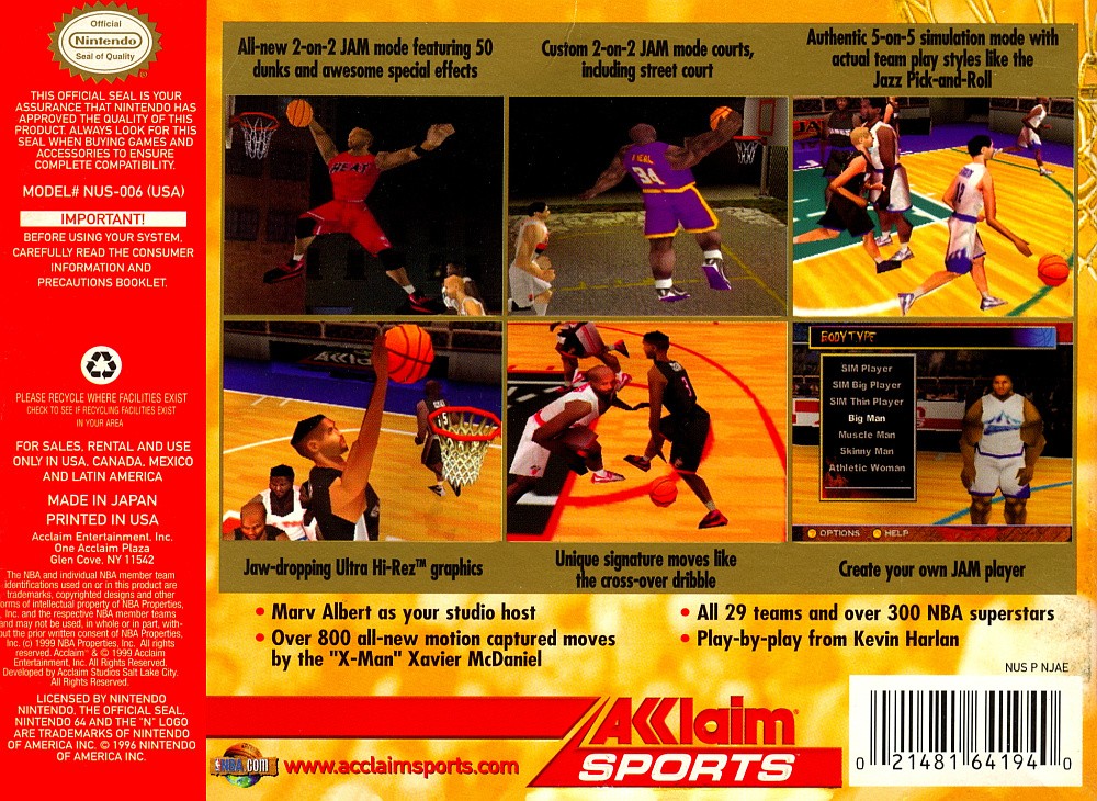 Capa do jogo NBA Jam 2000