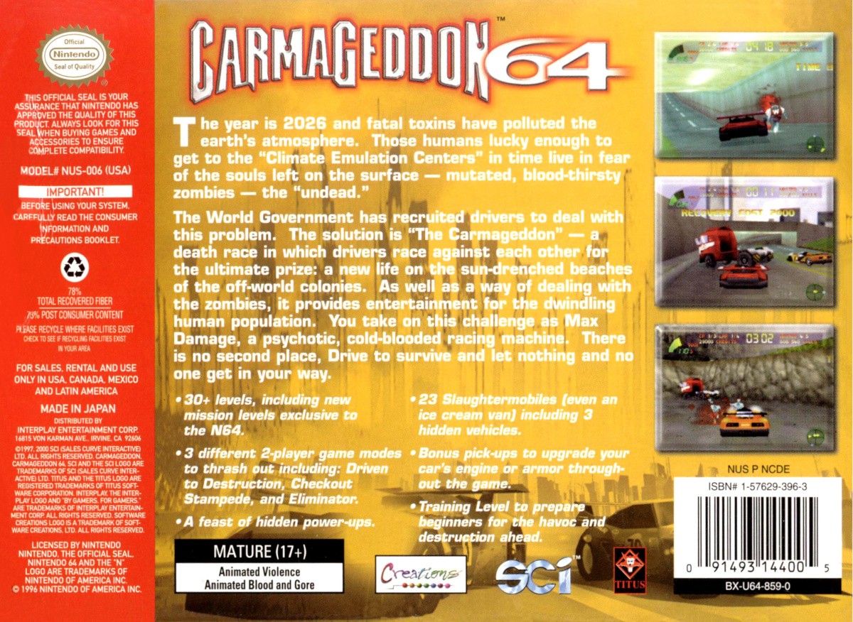 Capa do jogo Carmageddon 64