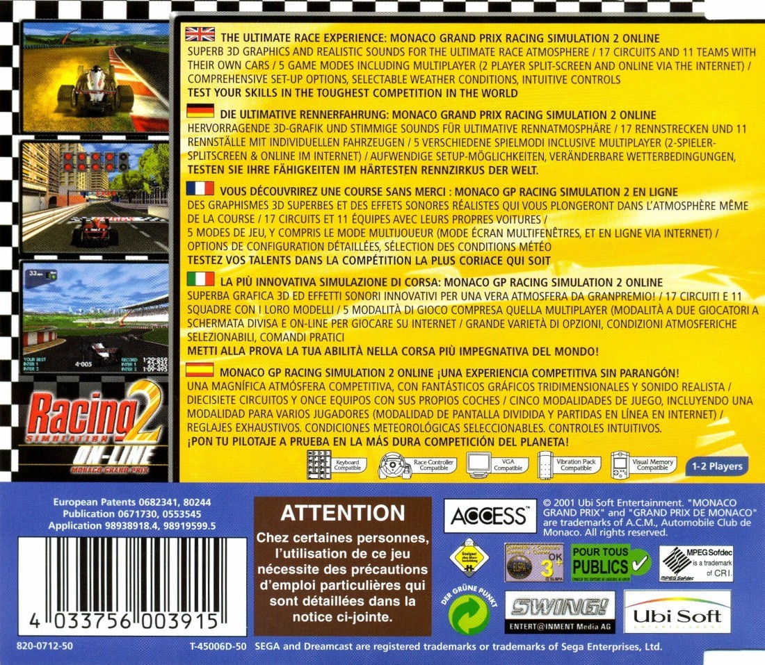 Capa do jogo Racing Simulation 2: Monaco Grand Prix Online
