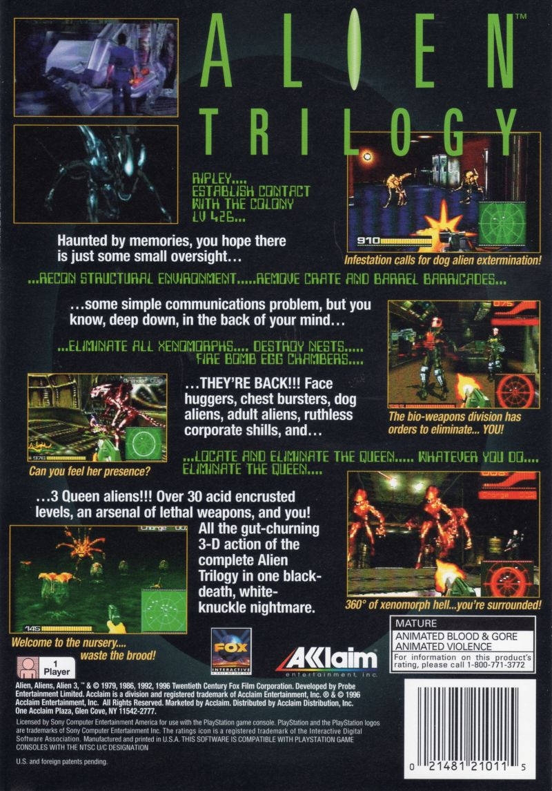 Capa do jogo Alien Trilogy