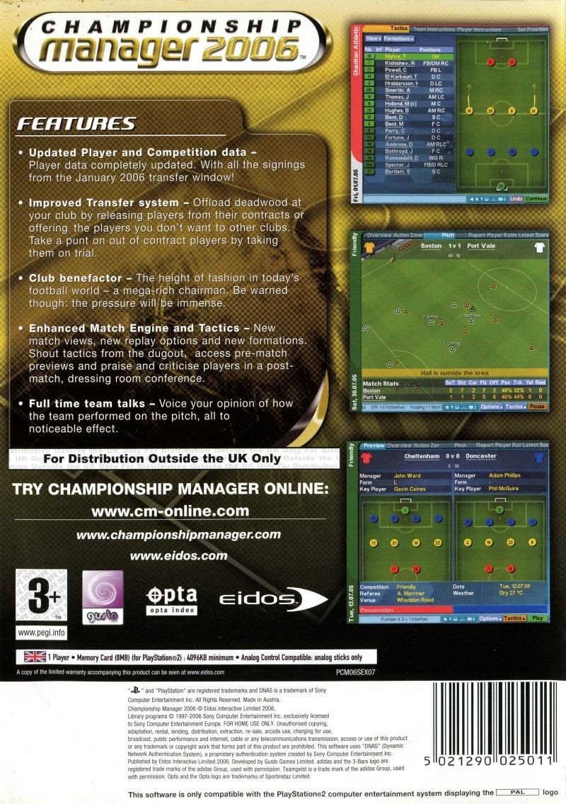 Jogo PS2 Championship Manager 2007