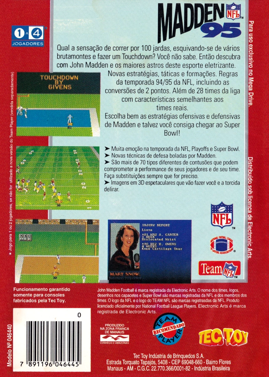 Capa do jogo Madden NFL 95
