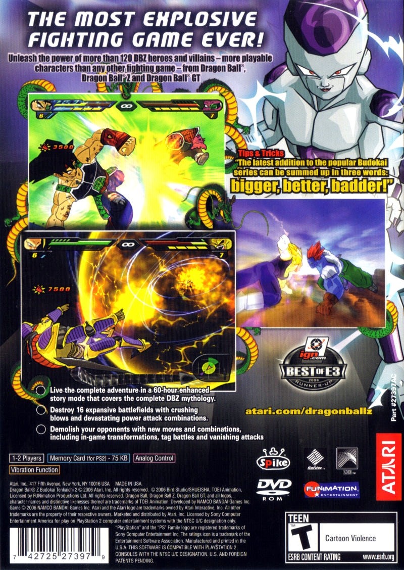 Dragon Ball Z Budokai Tenkaichi 2 Ps2 Patch Com Capa - Corre Que Ta  Baratinho