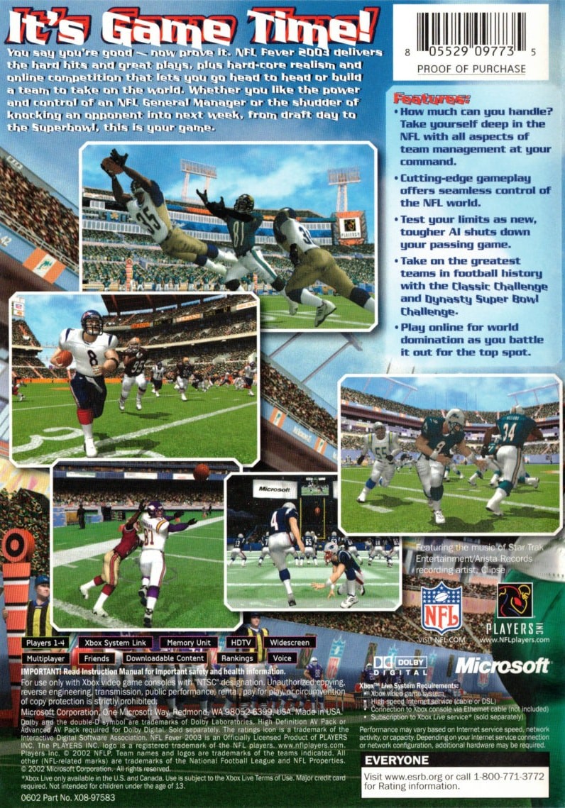 Capa do jogo NFL Fever 2003