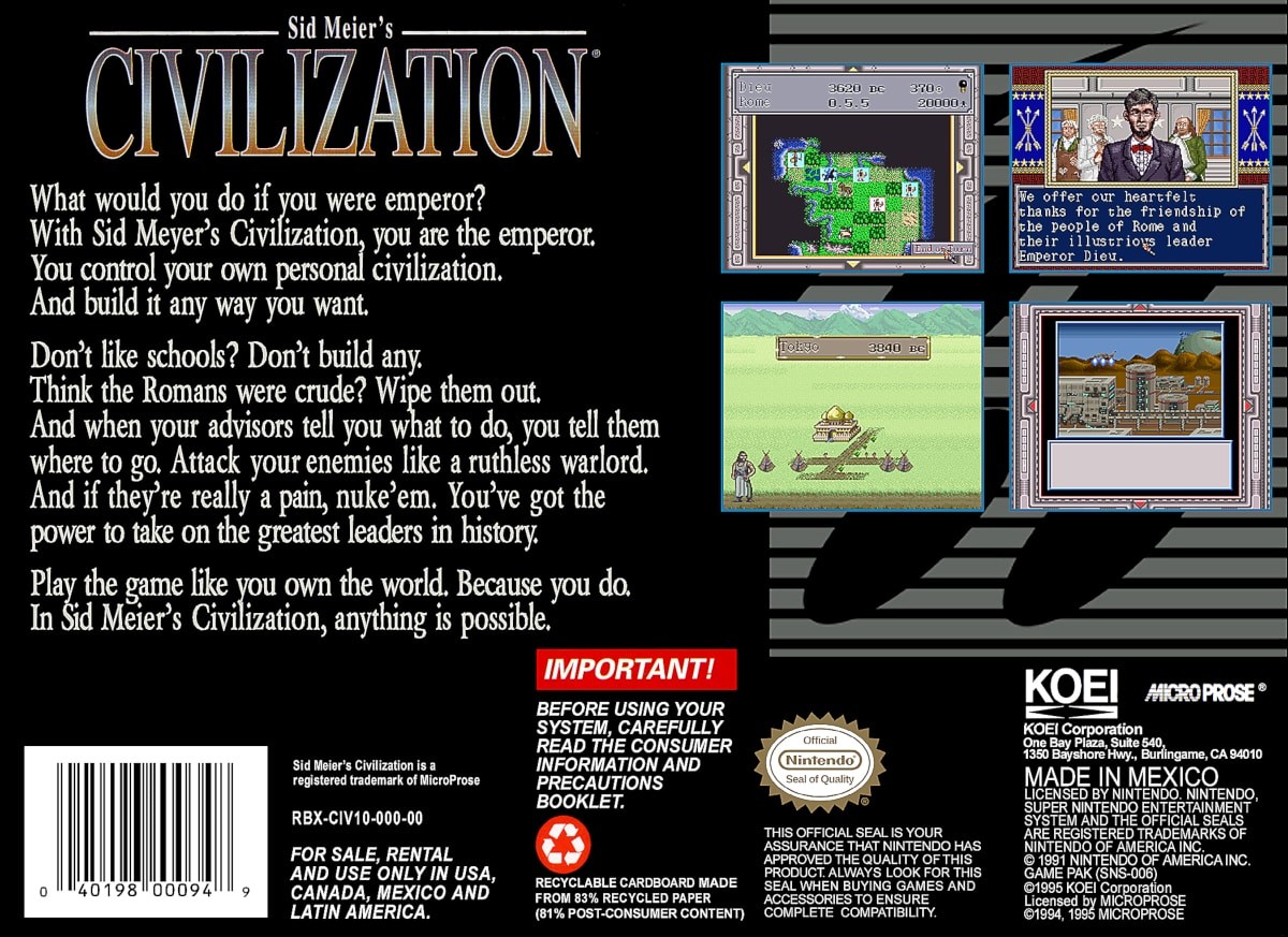 Sid Meiers Civilization cover