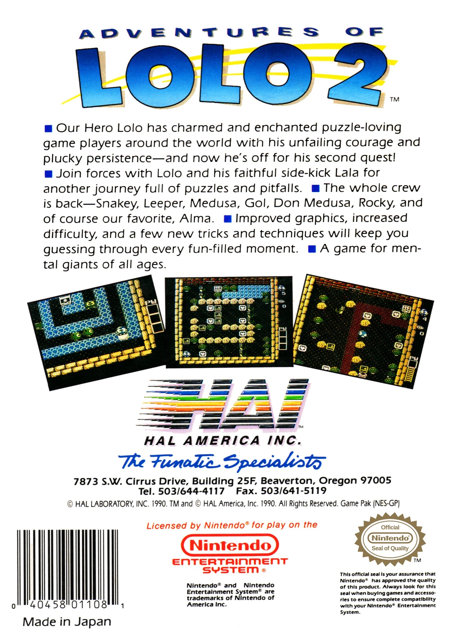 Adventures of Lolo, NES, Jogos