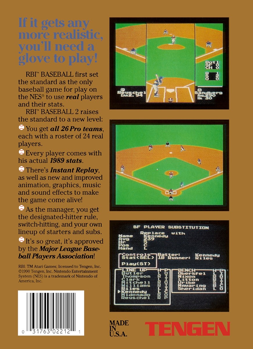R.B.I. Baseball 2 cover