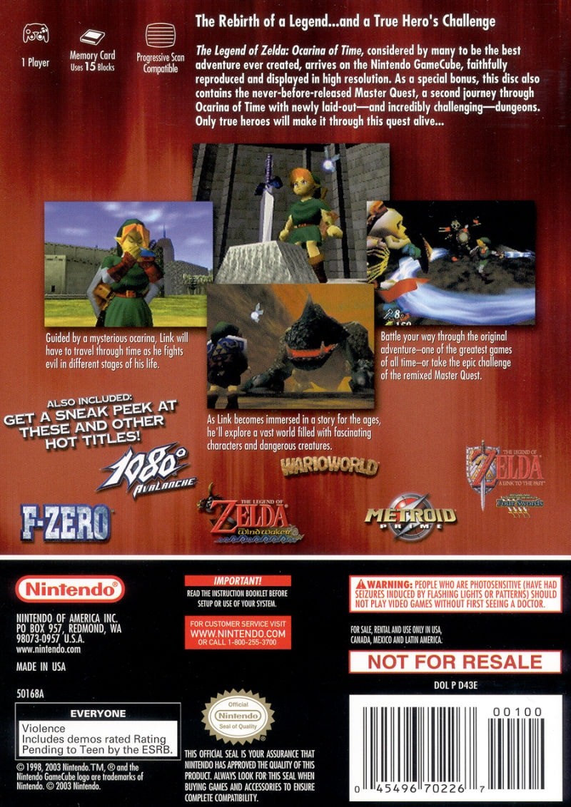 The Legend of Zelda Ocarina of Time for Gamecube