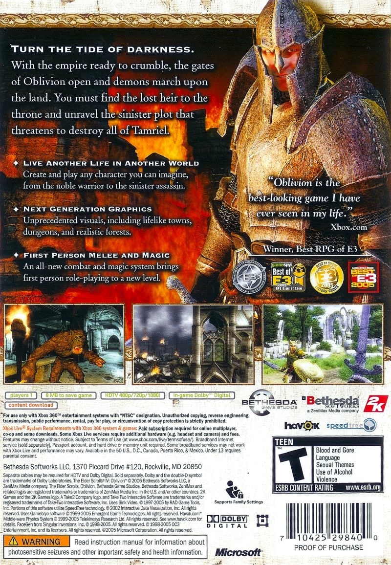 The Elder Scrolls IV: Oblivion cover
