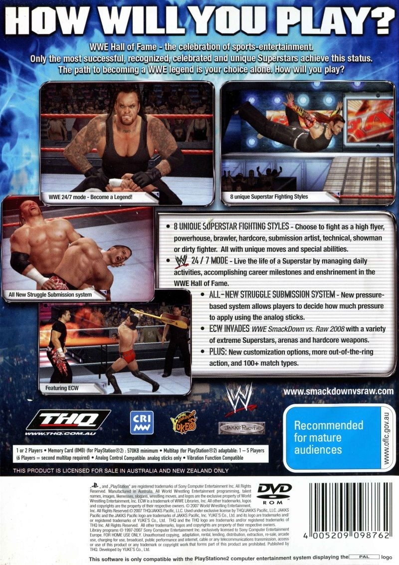 WWE SmackDown vs. Raw 2008 cover