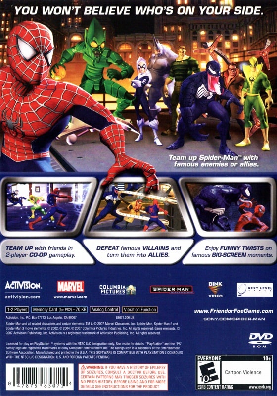 MULTIPLAY NO INCRÍVEL SPIDER MAN FRIENDS OR FOE - PS2 