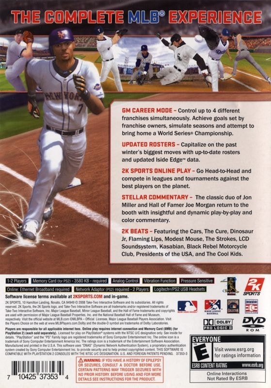 Major League Baseball 2K8 cover