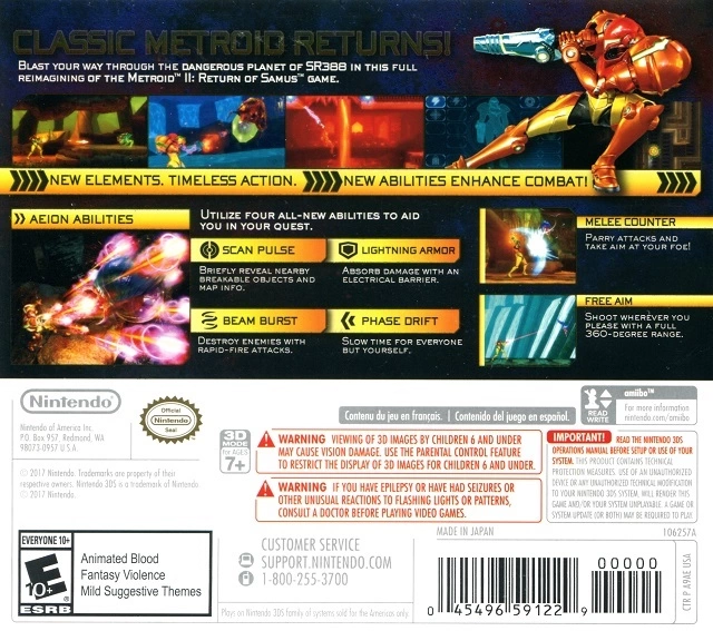 Capa do jogo Metroid: Samus Returns