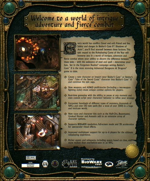 Baldurs Gate II: Shadows of Amn cover