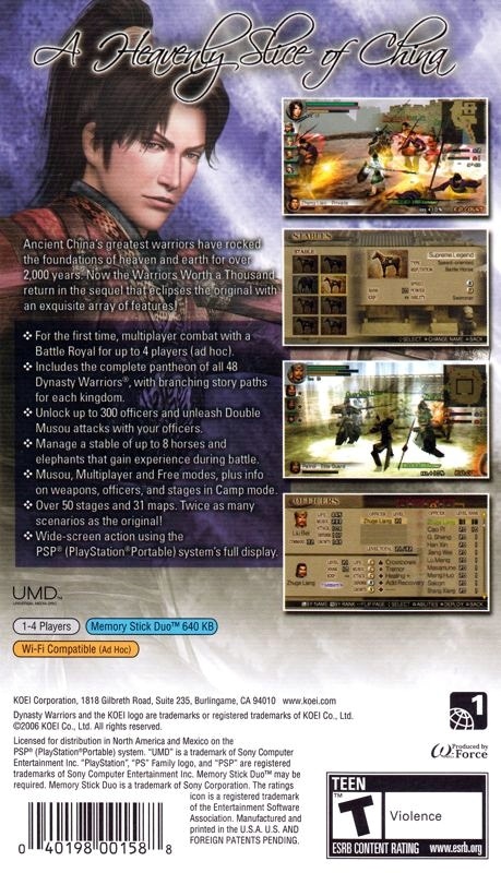 Capa do jogo Dynasty Warriors Vol.2