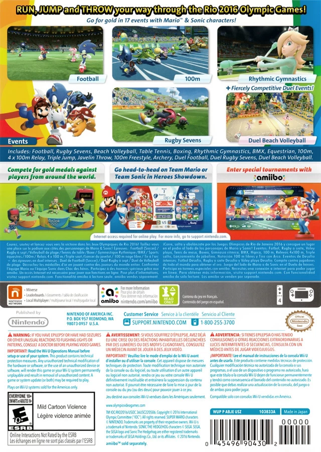 Capa do jogo Mario & Sonic at the Rio 2016 Olympic Games